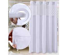 Conbo Mio Hakenloser Duschvorhang mit Einrasteinsatz für Badezimmer Wasserdicht rostfrei mit Magnet Premium Flex On Ringe 71 x 84 White a