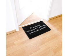 Relaxdays Fußmatte Kokos SPRUCH 40 x 60cm Kokosmatte mit rutschfester PVC Unterlage Fußabtreter aus Kokosfaser als Schmutzfangmatte und Sauberlaufmatte Fußabstreifer für Außen und Innen Matte, schwarz