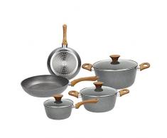 Tognana Porcellane v779128mgrw 8Stück Topf-Set Kochtopf-Kits (grau, Aluminium, Bakelit, Marmotech, 16 cm, 20 cm, 24 cm