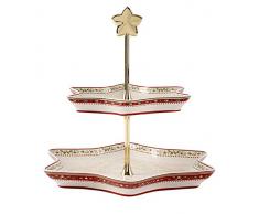 Villeroy & Boch Winter Bakery Delight Etagere Ilex, Premium Porzellan, Weiß/Rot/Beige