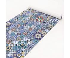 Klebefolie - Spiegelfliesen - Verzierte portugiesische Fliesen selbstklebend MÃ¶belabdeckung Designfolie DIY Aufkleber MÃ¶belfolie Glasfolie HolzÃ¼berzug Dekorfolie HxB: 100 cm x 100 cm