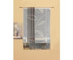 Startex 2069 60x135 cm Bändchen-/ Raffrollo, weichfließendes Voilegewebe, Beige, 60 cm x 135 cm