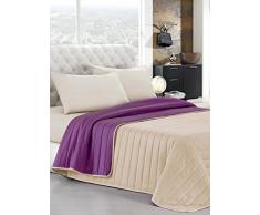 Elegant Italian Bed Linen Tagesdecke Sommer 170 x 270 cm Viola/Panna