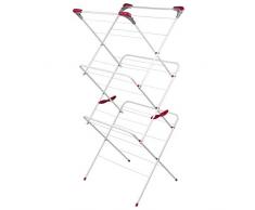 Kleeneze KL050397EU Wäscheständer, 3 Ebenen, 15 m Trockenlänge, bis zu 15 kg, grau/pink