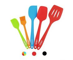 ORIMY Silikon-Teigschaber -Set 2-teilig Teigschaber+1 Löffel Einem Kern Edelstahl und Nahtloses Einteiliges Design Hitzebeständiger-, Nonstick-, Flexibeler Spachtel für Zuckerguss, Bestreichen, Frosting - Grundlegende Küchenutensilien,Pâtisserie