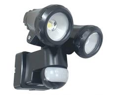 ELRO LT3510P Außenleuchte mit 2 LED-Schwenkköpfen-mit Bewegungsmelder-Reichweite bis zu 12 m und 180° Erfassungswinkel-2 x 10W-1550LM-Schwarz-15 x 19 x 19 cm, Plastik, 20 W, Schwarz, 2x 10W