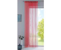 Fadengardine, HxB 250x140 cm, Rot mit Tunneldurchzug und eingenähtem Kräuselband, geeignet für Gardinenstangen und Gardinenschienen Fadenvorhang Fadenstore Raumteiler, 20303CN