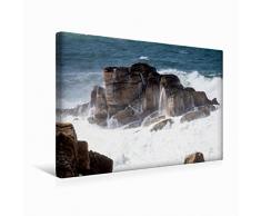 Premium Textil-Leinwand 45 cm x 30 cm quer Fels in der Brandung | Wandbild, Bild auf Keilrahmen, Fertigbild auf echter Leinwand, Leinwanddruck