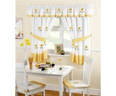 Elizabeth Arden Sunflower Küchengardine mit Raffhalter, eng gefältelt, rot/weiß, Maße: 116 x 96,5 cm, Polyester, rot/weiß, 117 x 107 x 0.1 cm