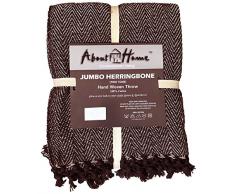 Über Home Überwurf, Fischgrätmuster, Baumwolle, Choco/beige, Kleines Doppelbett