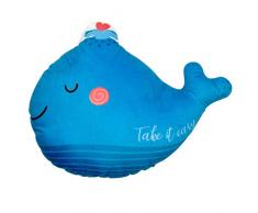 Die Geschenkewelt 46499 Plüschkissen Wal, Kuschelkissen in Wal-Form, 28 cm x 42 cm, blau