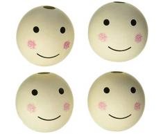 Glorex Holzkugel, Weiss, 4St Gesicht bemalt 3,5cm, Holz, 11 x 11.5 x 0,1 cm