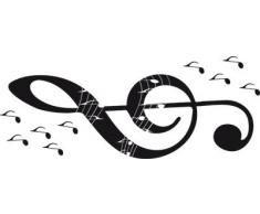 Graz Design 600050_40_070 Wandtattoo Wandaufkleber Tatoo Wanddeko NotenschlÃ¼ssel (GrÃ¶Ãe=100x40cm//Farbe=Schwarz)