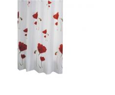 RIDDER 47800-350 Duschvorhang Textil ca. 180 x 200 cm, Mohn inklusive Ringe