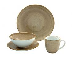 Creatable 17694, Serie Vintage Nature, Geschirrset 4 teilig Schlamm Single Set, Porzellan, braun, 34 x 19 x 31 cm, 4-Einheiten