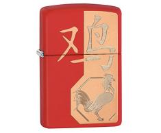 Zippo Feuerzeug PL 29259 Year of The Rooster 60002846 Benzinfeuerzeug, Messing, red Matte, 1 x 3,5 x 5,5 cm