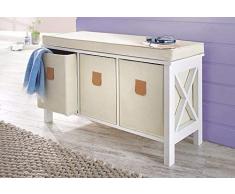 Country Sitzbank inkl Sitzkissen und 3 Canvasboxen, weiss, BxHxT 80x40x30 cm