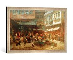 Gerahmtes Bild von Anton Burger Die Schirn in Frankfurt, Kunstdruck im hochwertigen handgefertigten Bilder-Rahmen, 60x40 cm, Silber Raya