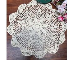 Damanni Tischdeckchen aus Baumwolle, handgefertigt, mit Spitze, rund, 30–50 cm, Beige/Weiß Garten 16 Inch beige