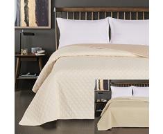 DecoKing 77122 Tagesdecke 240 x 260 cm Creme beige Bettüberwurf zweiseitig pflegeleicht Axel