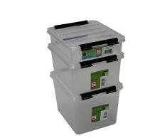 Orthex 3er Set Clipbox Smart Store Classic 1, 2 & 3 Aufbewahrungsbox, Plastik, transparent, 21x17x15 cm, 3-Einheiten