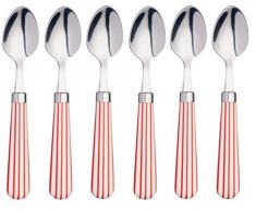 Kitchen Craft AMZTSPNSTRRDSET6 Farbige, Vertikal Gestreifte Teelöffel, Edelstahl, rot, 15,5 x 3 x 2 cm, 6-Einheiten