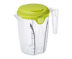 Rotho Fresh Krug und Mixbecher 1.25 l, Kunststoff (BPA-frei), transparent / grün, 1.25 Liter (13 x 20 x 19,5 cm)