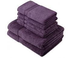 Pinzon by Amazon Handtuchset aus Baumwolle, Pflaume, 2 Bade- und 4 Handtücher