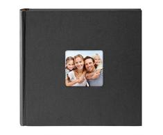 Goldbuch Fotoalbum mit Bildausschnitt, Living, 30x30 cm, 100 weiße Seiten mit Pergamin-Trennblättern, Hochwertiger Einband aus Strukturpapier in Leinenoptik, Schwarz, 31 093