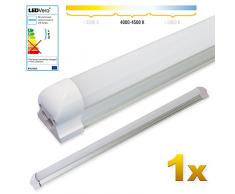 LEDVero 1x SMD LED Röhre 90 cm inklusive Fassung in neutralweiss- Leuchtstoffröhre T8 G13 Tube milchige Abdeckung - Lichtleiste mit 14 W, 1400lm- montagefertig