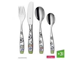 WMF Pitzelpatz Fußball Kinderbesteck, 4-teilig, ab 3 Jahren, Cromargan Edelstahl poliert, spülmaschinengeeignet, farb- und lebensmittelecht