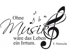 Graz Design 600078_57_070 Wandtattoo Wandaufkleber Musik Noten Zitat Ohne Musik wäre das Leben ein Irrtum