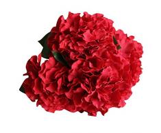 Künstliche Seidenblumen, Blumenstrauß, 5 Blüten, zu Hause, Hotel, Hochzeit, Party, Garten, Blumen, Hortensie, 10 Farben rot