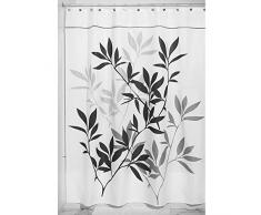 InterDesign 35623 Duschvorhang, Blätter-Motiv, 137,2 x 198,1 cm, Schwarz Set mit 1 Stall schwarz/grau