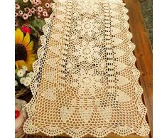 Phantomon Tischläufer, handgefertigt, rechteckig, Spitze, Spitze, gehäkelt, 100% Baumwolle, 38 x 99 cm