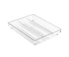 iDesign Schubladen Organizer mit 3 Fächern, großer Besteckkasten für Schubladen aus Kunststoff, Schubladeneinsatz für Besteck und andere Utensilien, durchsichtig