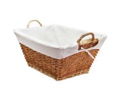 JVL Wäschekorb aus geflochtenem Holz mit weißem Textil