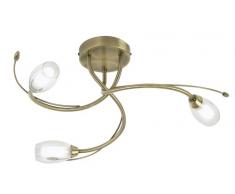 Oaks Lighting Deckenleuchte Pandora in Messing-Antik-Optik, mit Lampenschirmen aus klarem und mattem Glas