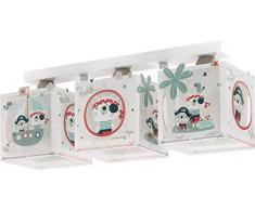 Dalber Kinder Deckenlampe 3 Lichter The Pirates, Plastik, E27, 1 W, Mehrfarbig, 50 x 14 x 20.5 cm