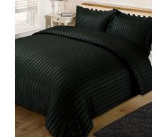Dreamscene Satin Streifen Bettbezug mit Kissen Fall Quilt Betten-Set, schwarz, Single