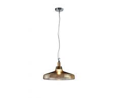 Trio Leuchten LED Pendelleuchte Dover 304900100, Metall holzfarbig, Glax champagnerfarbig exkl. 1x E27