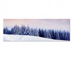 Panoramabild auf Leinwand und Keilrahmen 150x50cm Winterlandschaft Wald Sonne Wolkenhimmel
