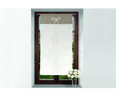 Soleil docre Scheibengardine Bestickt Baumwolle 45x90 cm Emilie Taupe