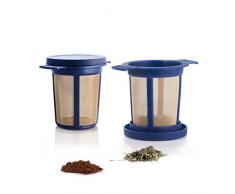 Finum BREWING BASKET (M) - Dauerfilter für Tee & Kaffee, Sieb, Teefilter, Tassen- & Becherfilter, Gewürzfilter, Tee-Filter, Kräutersieb, BPA-frei, rostfreies Edelstahlgewebe, Geschmacksneutral - Blau