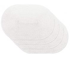 Venilia Tischset Creme Oval, Platzset, Tischwäsche, Platzdeckchen für Esszimmer, weiß, gewebt, 4er Set, lebensmittelecht, 4 Stück, 59126, 45 x 30 cm