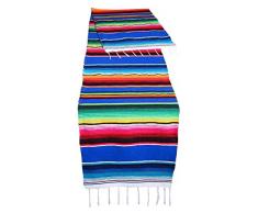 Mexikanischen Tischläufer Saltillo SARAPE bunt gestreift SARAPE 210,8 x 35,6 cm, acryl, blau, 83 x 14