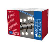 Konstsmide 3696-107 LED Globelichterkette mit großen runden Dioden / für Außen (IP20) / 24V Außentrafo / 80 warm weißen Dioden / schwarzes Kabel