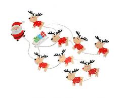 WeRChristmas LED Santa Schlitten und Rentier Lichterkette benannt –, mehrfarbig, 11 Stück