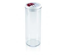 Leifheit Fresh&Easy Vorratsbehälter 1,7 l, rund, luft- und wasserdichte Vorratsdose mit patentierter Einhand-Bedienung, Frischhaltedose, stapelbare Aufbewahrungsboxen, transparent, rot