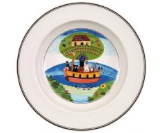 Villeroy & Boch Design Naif Suppenteller Arche Noah, 21 cm, Premium Porzellan, Weiß/Bunt